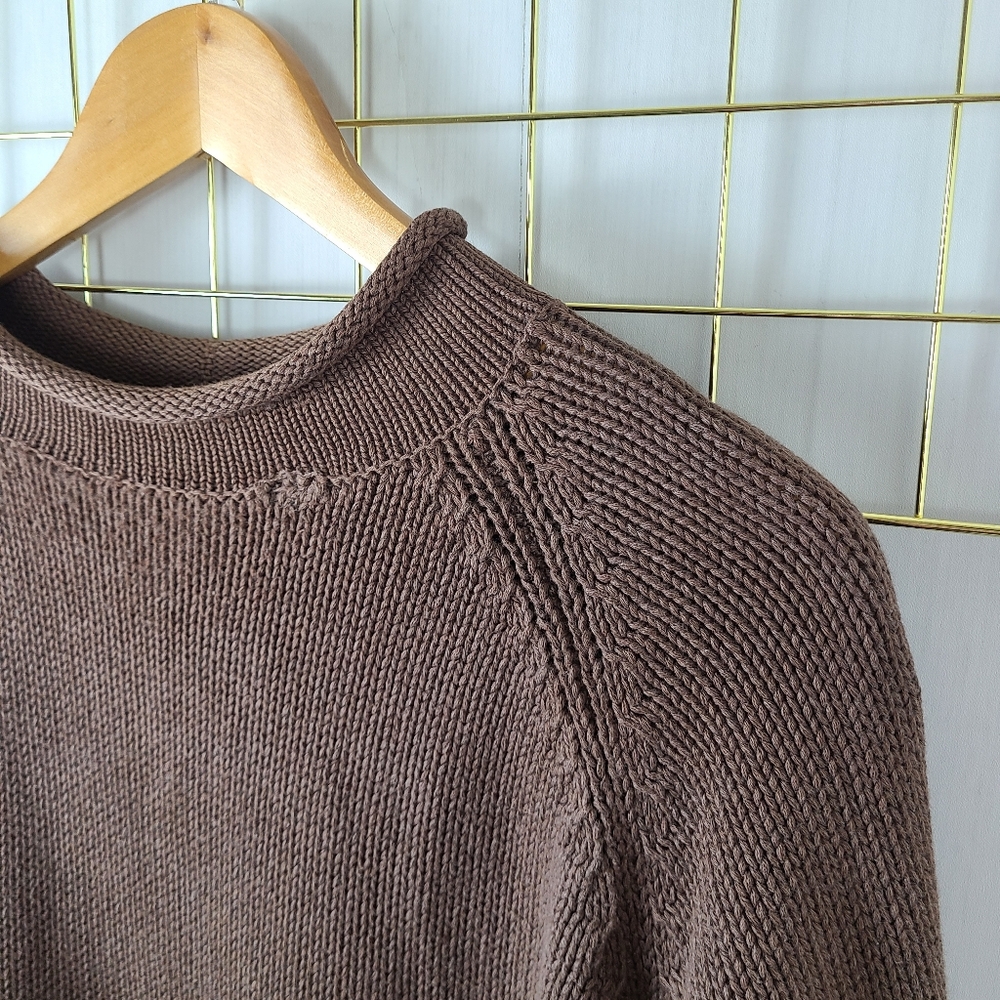 J. Crew Roll Neck OarsmanBrown Taupe Heavyweight Cotton Sweater - Picture 3 of 10